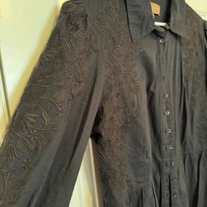 Double D Ranchwear Black Blouse with Embroidery Size XL